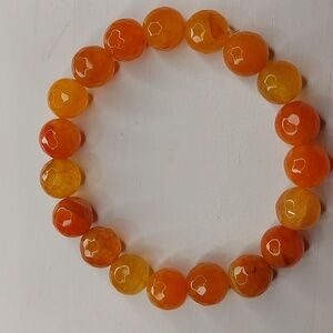 Orange Agate stone 10mm faceted bead bracelet #5